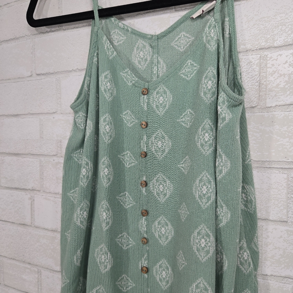 FREE SO Sage Green Printed Button-Front Tank Top - Picture 6 of 14